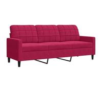 vidaXL Canapé à 3 places Rouge bordeaux 180 cm Velours