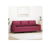 Canapé à 3 places Rouge bordeaux 180 cm Velours