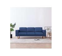 vidaXL Canapé à 3 places Tissu Bleu