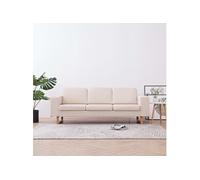 Canapé à 3 places Tissu Crème Sofa de Salon Banquette Maison Bureau vidaXL