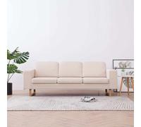 Canapé à 3 places Tissu Crème Sofa de Salon Banquette Maison Bureau vidaXL