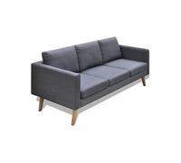 vidaXL Canapé 3 places 242221 Tissu gris foncé de salon