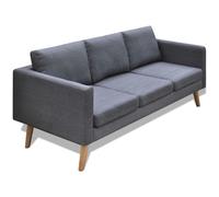 Canapé À 3 Places Tissu Gris Foncé Gris