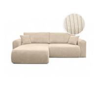 Canapé ALYA d'angle Compact réversible et Convertible 4 Places en Velours côtelé