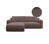 Canapé ALYA d'angle compacte réversible et convertible 4 places en velours côtelé - Marron glacé