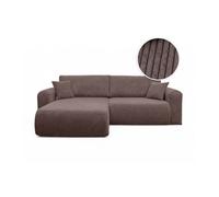 Canapé ALYA d'angle compacte réversible et convertible 4 places en velours côtelé - Marron glacé