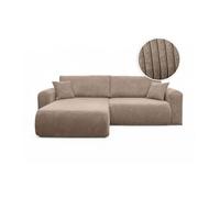 LOUNGITUDE Canapé ALYA d'angle Compact réversible et Convertible 4 Places en Velours côtelé