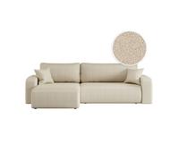 Canapé ALYA d'angle max réversible et convertible 5 places en tissu bouclette - Beige