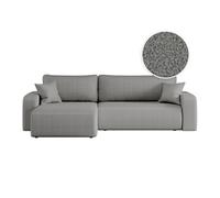 Canapé ALYA d'angle max réversible et convertible 5 places en tissu bouclette - Gris