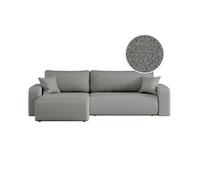 Canapé ALYA d'angle max réversible et convertible 5 places en tissu bouclette - Gris