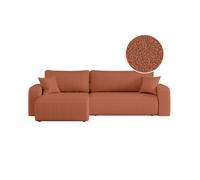 Canapé ALYA d'angle max réversible et convertible 5 places en tissu bouclette - Terracotta