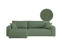 LOUNGITUDE Canapé ALYA d'angle Max réversible et Convertible 5 Places en Tissu Bouclette