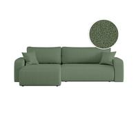 LOUNGITUDE Canapé ALYA d'angle Max réversible et Convertible 5 Places en Tissu Bouclette