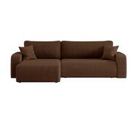 Canapé ALYA d'angle max réversible et convertible 5 places en velours côtelé - Marron