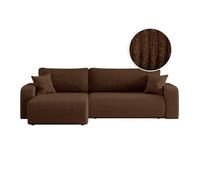 Canapé ALYA d'angle max réversible et convertible 5 places en velours côtelé - Marron
