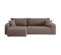 Canapé ALYA d'angle max réversible et convertible 5 places en velours côtelé - Marron glacé