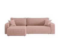 Canapé ALYA d'angle max réversible et convertible 5 places en velours côtelé - Rose