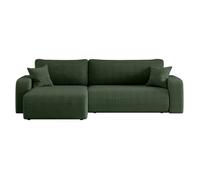 Canapé ALYA d'angle max réversible et convertible 5 places en velours côtelé - Vert foncé
