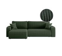 Canapé ALYA d'angle max réversible et convertible 5 places en velours côtelé - Vert foncé