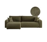 LOUNGITUDE Canapé ALYA d'angle Max réversible et Convertible 5 Places en Velours côtelé
