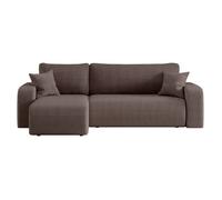 Canapé ALYA d'angle réversible et convertible 4 places en velours côtelé - Marron glacé
