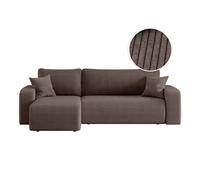 Canapé ALYA d'angle réversible et convertible 4 places en velours côtelé - Marron glacé