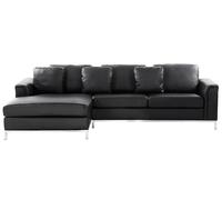 Canapé angle à droite 4 places en cuir noir OSLO