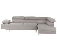 Canapé angle à gauche 5 places en tissu gris clair NORREA