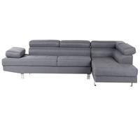 Canapé angle à gauche 5 places en tissu gris NORREA