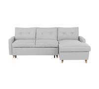 Canapé angle à gauche convertible 4 places en tissu gris clair FLAKK
