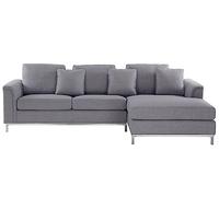 Canapé Angle à Gauche en Tissu Gris Clair Dossier Matelassé Housses Amovibles Oslo