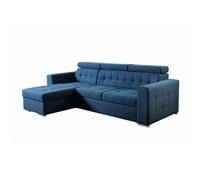 Canape angle convertible en.casa en velours bleu 265 x 265 x 87 cm