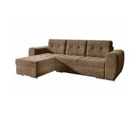 Canape angle convertible en.casa en velours marron 256 x 256 x 97 cm