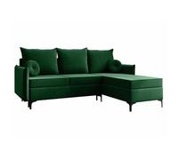 Canape angle convertible en.casa en velours vert 213 x 213 x 101 cm