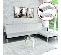 Canape angle convertible vidaxl 4 places en cuir blanc 86 x 155 x 69 cm blanc G