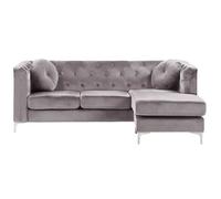 Canapé angle côté gauche en velours gris 3 places FLEN