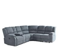 Canapé Angle Électrique 5 Places En Tissu Gris Foncé Avec Port Usb Rokke Gris