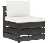 vidaXL Canapé central sectionnel – Bois imprégné gris – Avec coussins