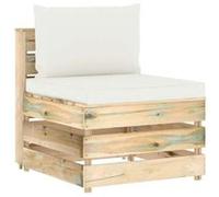 Bois Imprégné de Gris Canapé d'Angle Sectionnel et Coussins Patio vidaXL