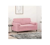 Canape angle fixe 2 places en polyester rose 77 x 138 x 80 cm
