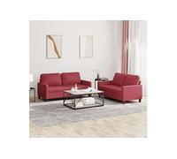 vidaXL Ensemble de canapés 2 pcs et coussins Rouge bordeaux Similicuir