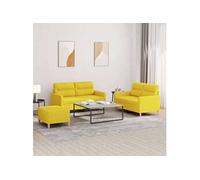 Canape angle fixe 2 places en tissu jaune 77 x 138 x 41 cm