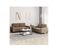 Ensemble de Canapés 2 pcs, Sièges avec Coussins, Canapés avec Accoudoirs et Dossier, Meubles avec Repose-pied Salon, Moderne, Marron Tissu