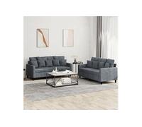 Vidaxl Ensemble De Canapés 2 Pcs Avec Coussins Gris Foncé Velours Gris
