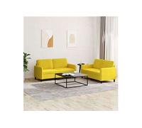 Canape angle fixe 2 places en velours jaune 77 x 138 x 80 cm