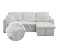 Canape angle fixe 3 places en lin blanc 145 x 145 x 85 cm