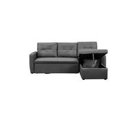 Canape angle fixe 3 places en lin gris 145 x 220 x 85 cm