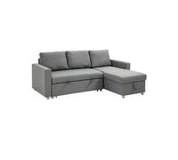 Canapé d'angle - HOMCOM - convertible modulable méridienne réversible coffre intégré - lin - gris