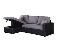 Habitat et Jardin – Canapé d'angle convertible Alain – Réversible, coffre, 3 places – Gris/Noir