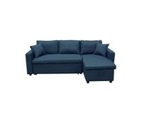 Happy Garden Canapé d'angle convertible CLARK 3 places – méridienne réversible, coffre – bleu